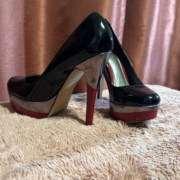 Crimson Noir – ALDO Red, Black & Silver Platform Heels (EU 37 | - Picture 4 of 6